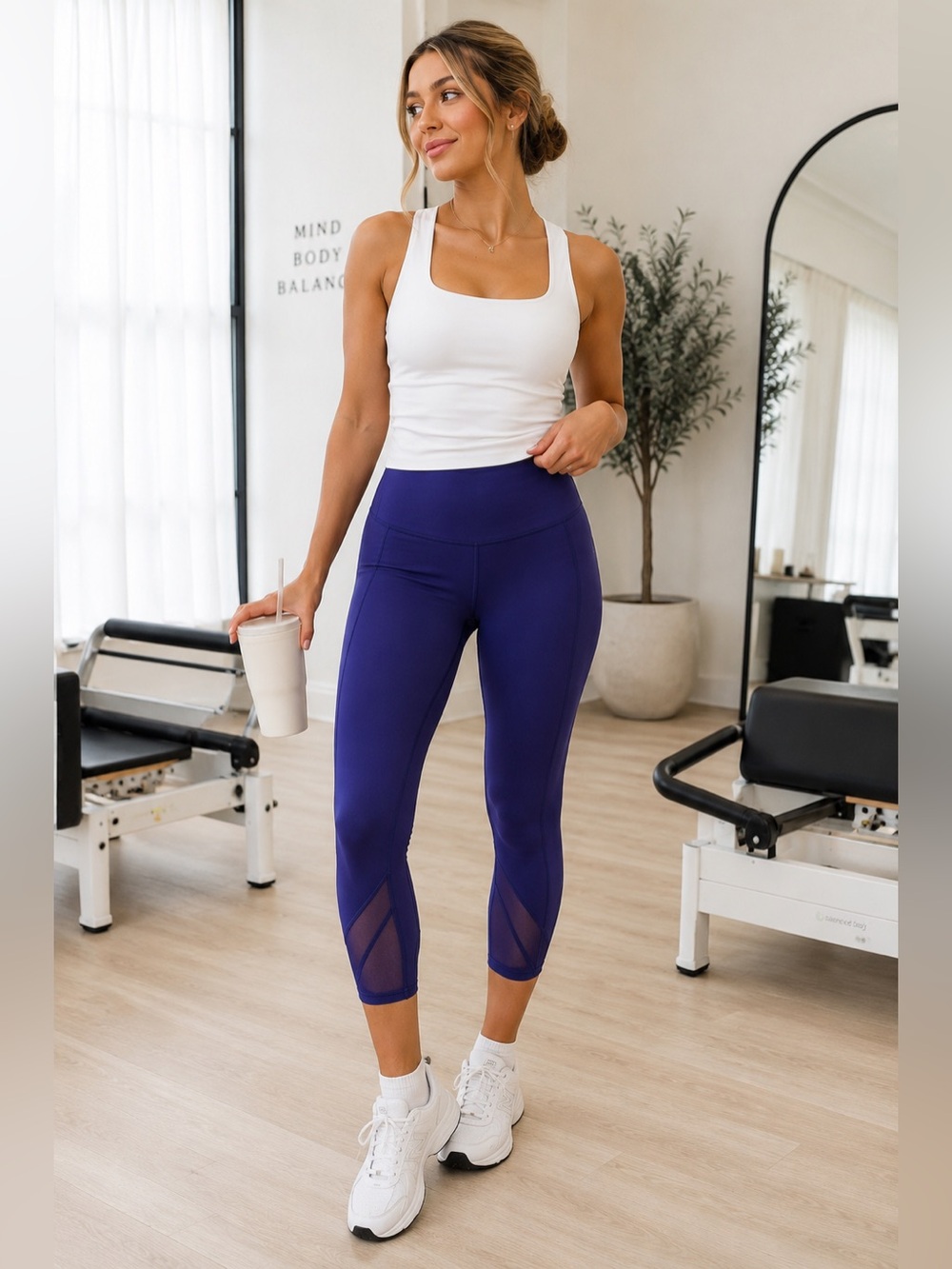 Lululemon Royal Blue Essential Rhythm High Rise Crop Mesh Leggings Size 10